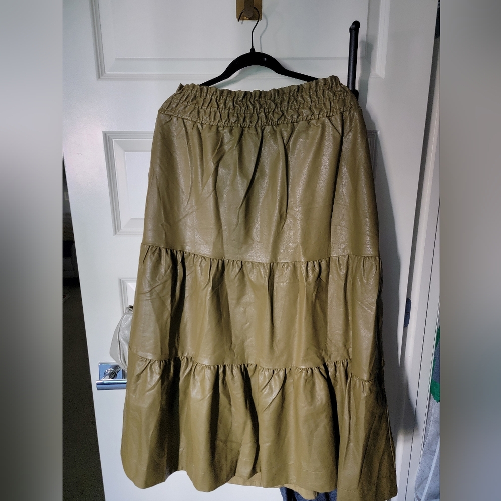 Anthropologie Olive Tiered Skirt - Olive XL